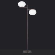 Oluce Stehleuchte Alba, bronze, weiß, 2-fl., Glas, Metall
