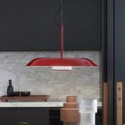 Oluce LED-Hängelampe Iride, Ø 85 cm, rot, Metall, Glas