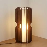 Lucande Stehleuchte Juneta, 75 cm, braun, Holz, Textil