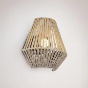 LED-Akku-Wandleuchte Lira, braun, Papiergarn, Touch, H 19 cm