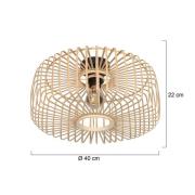Deckenleuchte Bloeba, Ø 40 cm, Holz, natur, E27