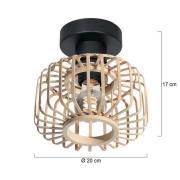 Deckenleuchte Bloeba, Ø 20 cm, Holz, natur, E27