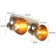 Deckenstrahler Gearwood, bronze, 2-fl., Metall, Holz, E27