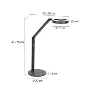 LED-Tischleuchte Ringlux, schwarz, Metall, verstellbar