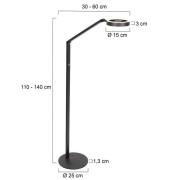 LED-Stehleuchte Ringlux, schwarz, Metall, verstellbar