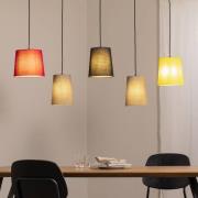 Lindby Hängelampe Amilia, Stoff, 5-flg., rot/grau/gelb, E27