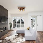 Deckenleuchte Underwood, Länge 41 cm, braun/rauchgrau, MDF