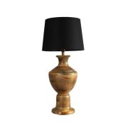 Tischleuchte Alma, schwarz/braun, Höhe 69 cm, Holz/Stoff