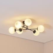 Deckenleuchte Glassy, 6-flg., schwarz/opal