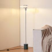 Lindby Stehlampe Branford, Retro, weiß/grün, Opalglas/Marmor