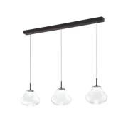 LED-Pendelleuchte Deva, 3-flg., 115 cm, klar, CCT, dimmbar