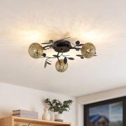 Lucande Deckenlampe Evory, Ø 53 cm, 3-flg., schwarz/gold, G9