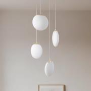 Lucande Hängeleuchte Lunelle, messing, Glas, 4-flg., Ø 40 cm