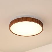 Lindby LED-Deckenlampe Velua, weiß/holz dunkel, CCT, Ø 50 cm