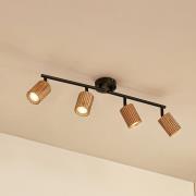 Lindby Deckenstrahler Stralino, 4-flammig, Länge 60 cm, Holz