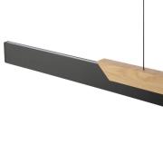 LED-Hängelampe Arcus, schwarz/braun Länge 121 cm Metall/Holz