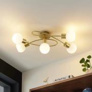 Lindby Deckenlampe Elaina, 66cm, 5-flg., messingfarben, Glas