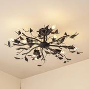 Lindby Deckenlampe Yos, 8-flg., 85 cm, schwarz-kupfer, E14