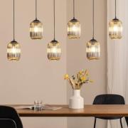 Pendellampe Verdi, Länge 115 cm, schwarz/rauchgrau, 6-flg.