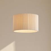 Lindby Hängeleuchte Libbie, Ø 45 cm, Leinen, cremefarben