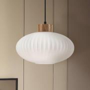 Hängeleuchte Harmony, Ø 25 cm, weiß/eiche, Glas/Holz