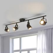Lindby Deckenstrahler Leonor, 4-flg., schwarz, Metall, 78 cm