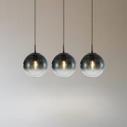 Lucande Hängeleuchte Veloura, 3-flammig, 84 cm, Glas, Holz