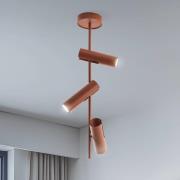 Deckenspot Leda 3, ziegelrot, 3-flammig, Stahl, Höhe 76 cm