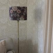 Stehleuchte Amy, Dahlia braun/gold, Höhe 150 cm, Textil, E27