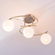 Lindby Deckenlampe Svean, 3fl, nickel/weiß, Glas, Länge 60cm