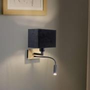 Wandlampe Harry, eckig, messing/schwarz/schwarz