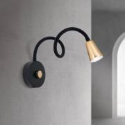 Wandleuchte Dotty, messingfarben, Flexarm, Dimmer, GU10