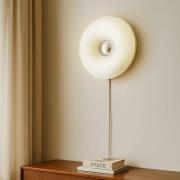 Lindby LED-Tisch-/Wandlampe Fjora, weiß/chrom, Ø 30 cm, dim.