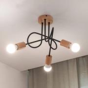 Deckenleuchte Oxford, schwarz, Holz, Metall, 3-fl,, Ø 44 cm