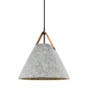 Pendelleuchte Strap, hellgrau, Ø 36 cm, Metall/Leder
