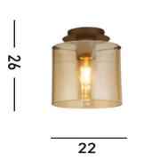 Deckenleuchte Sweden, mokka/amber, 1-fl., Stahl, Glas