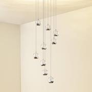 Lucande LED-Hängelampe Hayley, Ø 40 cm, 9-flg., chrom, Glas