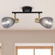 Deckenleuchte Lindita, 2-flammig, Glas, rauchgrau, E14