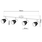 Deckenleuchte Lindita, 4-flammig, Glas, rauchgrau, E14