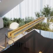 LED-Hängeleuchte Chile S, eiche/granit, Länge 116 cm