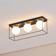 Deckenleuchte Aroma, 3-flammig, schwarz/weiß/gold, Stahl