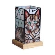 LED-Tischleuchte Art Light Katze, Holzsockel, Acryl, bunt