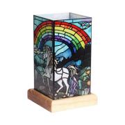 LED-Tischlampe Art Light Einhorn, Holzsockel, Acryl bunt