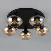 Deckenleuchte Divina, amberfarbig, Ø 49 cm, 5-flammig, Glas