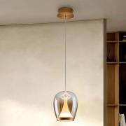 LED-Hängelampe Suspiro, Ø 18 cm, gold-/amberfarben, Glas