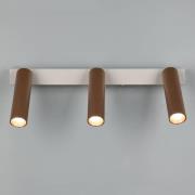 LED-Deckenstrahler Ambala. Länge 44 cm, grau/braun, 3-flg.