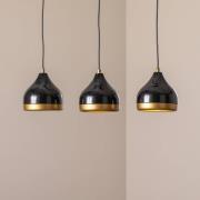 Hängeleuchte Yildo, linear, 3-flammig, schwarz/gold, Metall