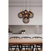 By Rydens Pendelleuchte Laura, Ø 54 cm, 7-flg., rauchgrau