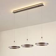 Lucande LED-Hängelampe Kolo, 114 cm, 3-flg., braun, dimmbar