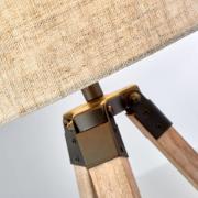 Tischleuchte Fynriel, beige, Holz/Textil, Dreibein, 35cm